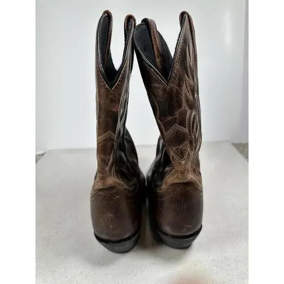 Laredo Men’s 10D Brown Leather Western Cowboy Boots Square Toe Rodeo Work